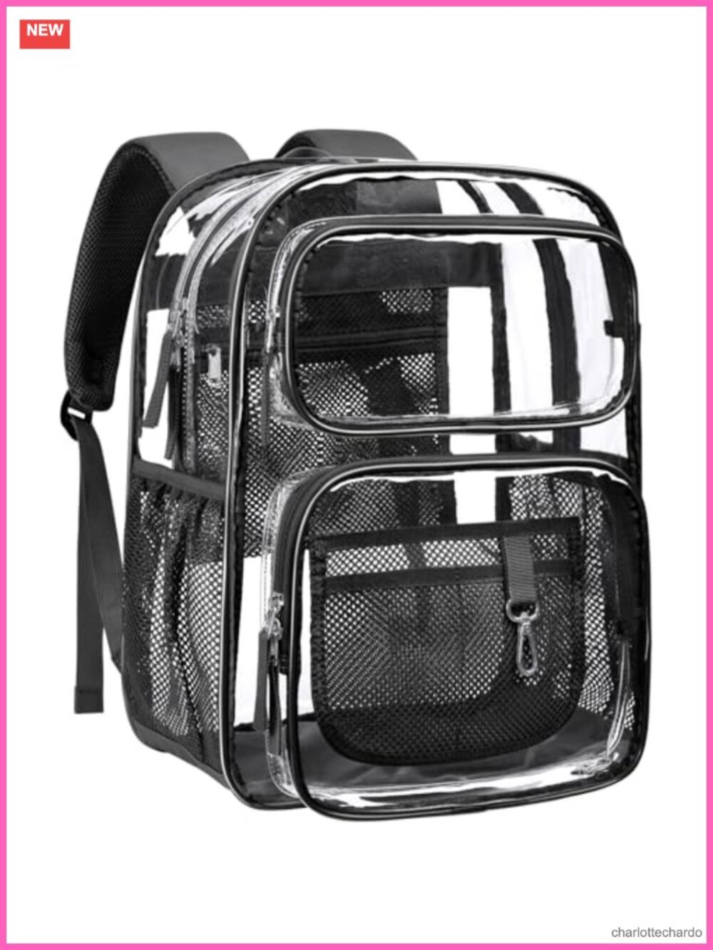 Clear Backpack for School - 17 inch Heavy Duty PVC Bookbag with Padded Straps,